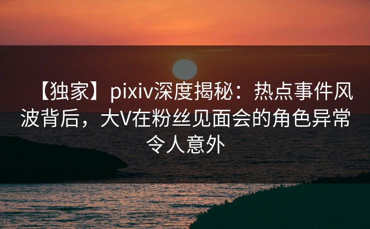 【独家】pixiv深度揭秘：热点事件风波背后，大V在粉丝见面会的角色异常令人意外