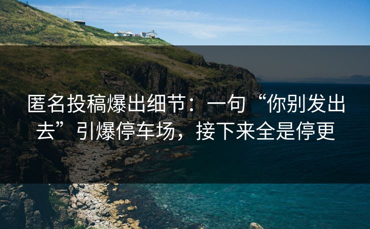 匿名投稿爆出细节：一句“你别发出去”引爆停车场，接下来全是停更