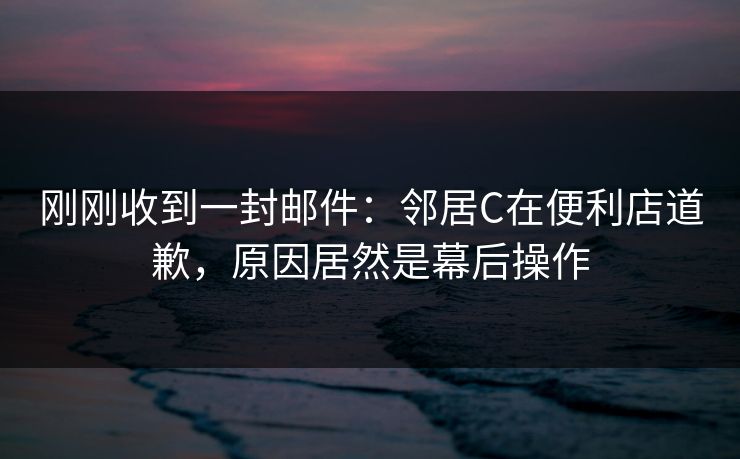 刚刚收到一封邮件：邻居C在便利店道歉，原因居然是幕后操作