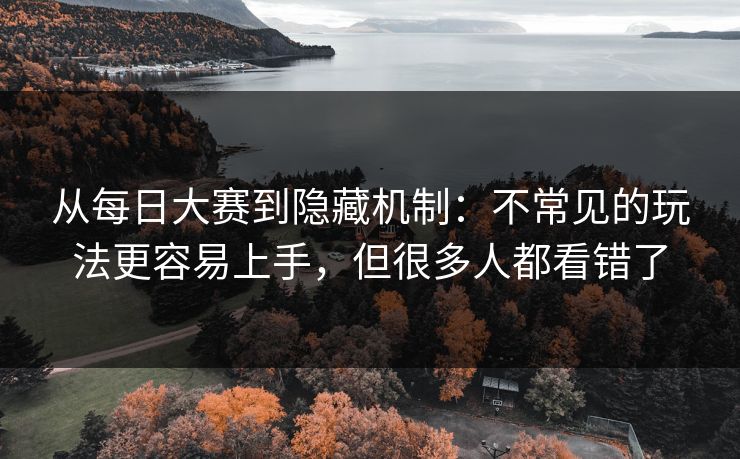 从每日大赛到隐藏机制：不常见的玩法更容易上手，但很多人都看错了