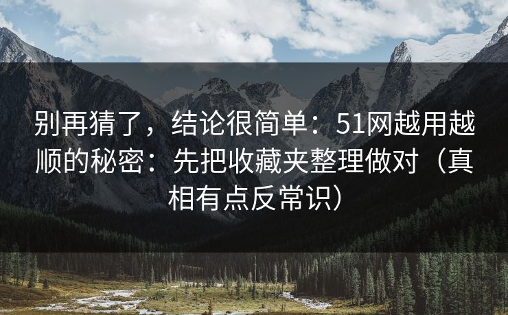 别再猜了，结论很简单：51网越用越顺的秘密：先把收藏夹整理做对（真相有点反常识）