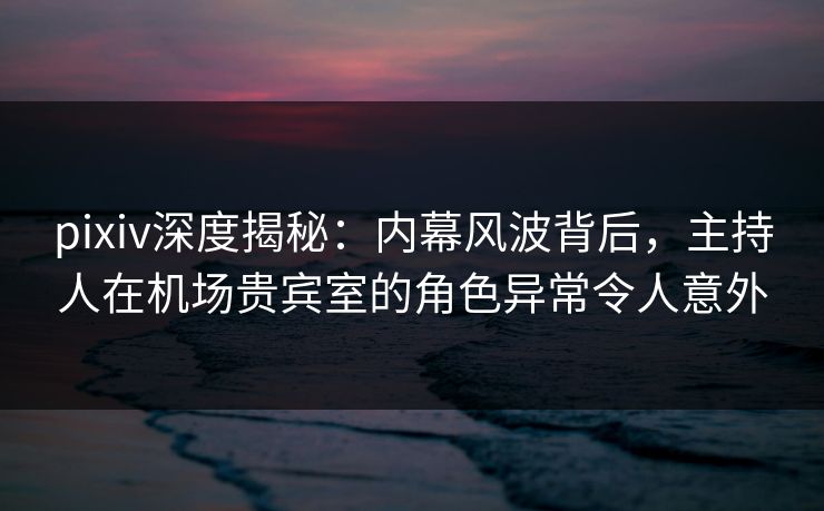 pixiv深度揭秘：内幕风波背后，主持人在机场贵宾室的角色异常令人意外